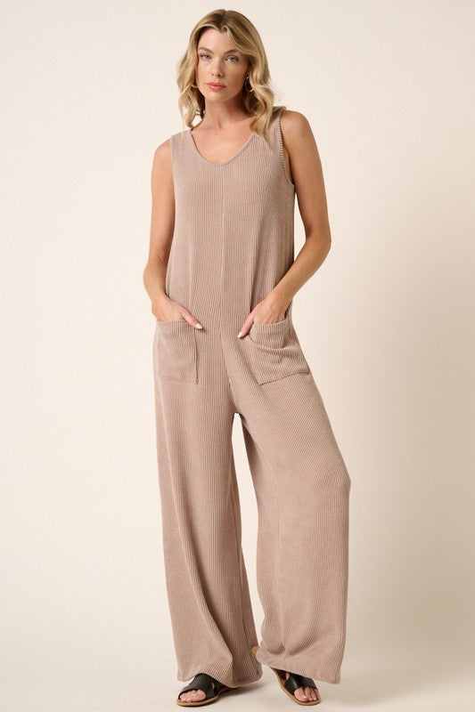 Ribbed Jumpsuit - Taupe – Rosie Moose Boutique
